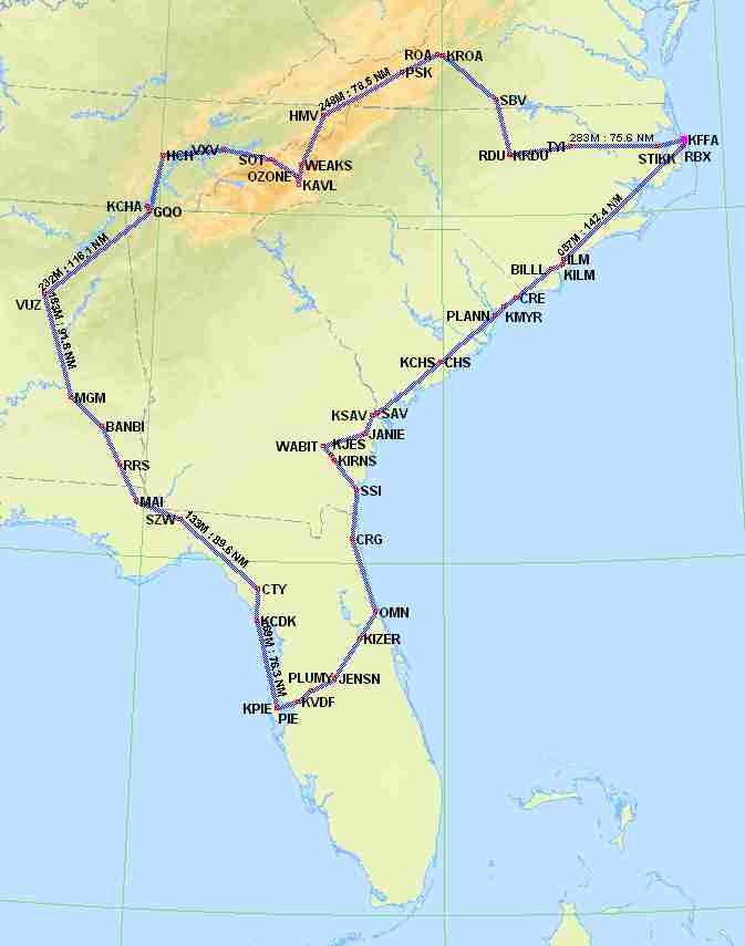 Map of IFR Adventure 3 Day Program